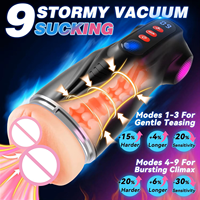 Achetez-en un, obtenez 3 recharges supplémentaires gratuites – Masturbateur étanche à aspiration puissante 9 vitesses avec 7 modes de succion – Jouets sexuels pour hommes
