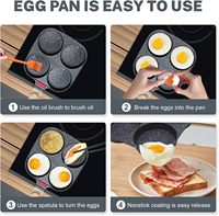 Poêle à œufs antiadhésive en aluminium moulé sous pression à 4 cavités avec couvercle en verre, fond à induction, pour petit-déjeuner