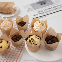 Vente en gros de moules à cupcakes en papier sulfurisé personnalisés avec logo, en forme de tulipe, pour la cuisson des muffins, en vrac