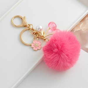 Porte-clés <span class=keywords><strong>Pompon</strong></span> en Métal Mignon avec Grande Cerise, Breloque de Sac Faite à la Main, Bijou DIY - Product Image 4