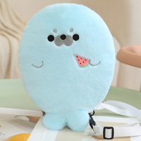 Sac à dos unisexe anti-stress en peluche 100 % polyester et coton PP, motif animaux de la mer (phoque, lion marin) de dessin animé mignon, cadeau pour enfants