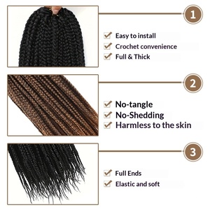 Extensiones de Cabello Trenzado a Mano de Tres Hilos Estilo Senegalese Twist, Resistentes a Altas Temperaturas, para Crochet, Estilo Europeo y Americano - Product Image 3