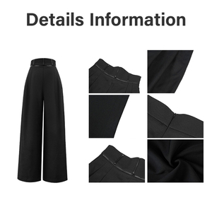 Pantaloni da lavoro 35231 ZYHT da <span class=keywords><strong>donna</strong></span> eleganti pantaloni larghi neri con pantaloni a vita alta e Silhouette fluida per ufficio - Product Image 4