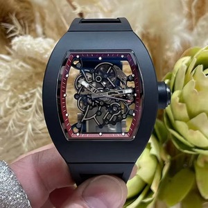 Reloj de Hombre con Logotipo Nuevo, Caja de Cerámica Negra, Correa de Goma, Esfera con Indicadores, Tourbillon, Esqueletizado, Mecánico Automático, Resistente al Agua - Product Image 3