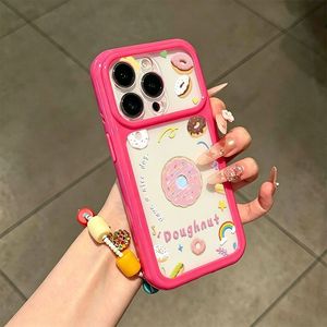 Funda de silicona 3D TPU con personajes de dibujos animados de donuts para iPhone 16 15 14 Plus, para iPhone 17 Pro Max, fundas de teléfono con diseño de comida rosa. - Product Image 4