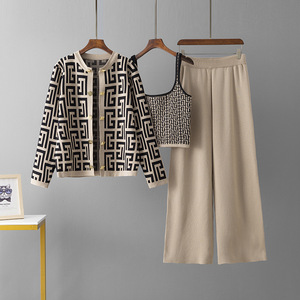 Bộ 3 món dành cho nữ: Áo cardigan, áo len và quần, bộ đồ len ngắn nữ, thời trang nữ - Product Image 5