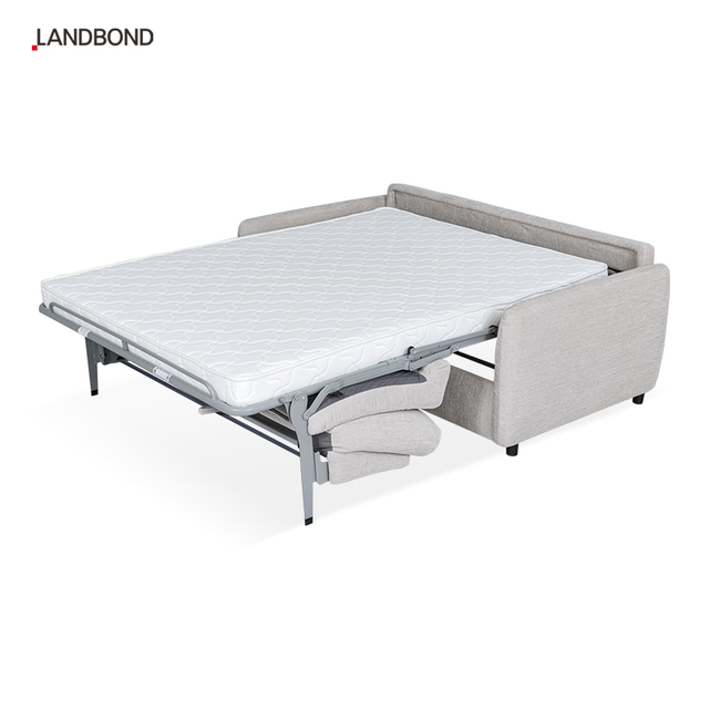 Light Grey Fabric Villa Couch Sofa Bed with Mattress Fold Out Apartment Sleep Sofa Bed for Living Room and Hotel