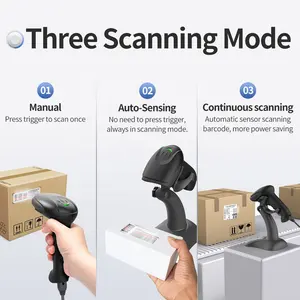 GTCODESTAR Lecteur de codes à barres laser filaire USB à main Scanner d'inventaire sans fil Qr code 1D 2D Barcode Scanner pour supermarché