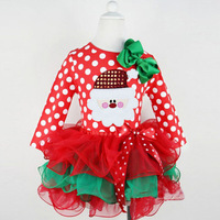 Tenues en coton pour enfants, vêtements de Noël pour bébés à manches longues, robe de tutu de Noël brodée pour filles pour l'hiver