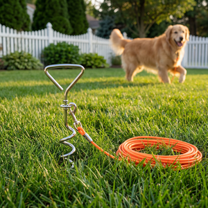 Estaca de Acero Inoxidable para Correa de Perro para Uso en Exteriores y Correa para Perro con Gancho Doble de PVC Impermeable - Product Image 5