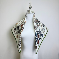 Écharpe en soie de mûrier 100% élégante à motifs floraux, imprimée sur mesure, 65*65cm carrée |   Écharpe de tête en soie satinée de luxe pour femmes, cadeau