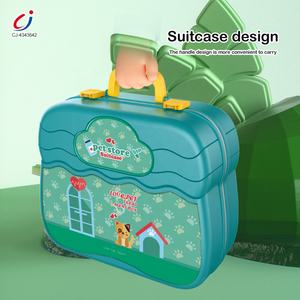 Chengji mainan toko perawatan hewan peliharaan berpura-pura bermain 3 in 1 koper berubah bentuk simulasi burger Makanan Cepat meja belanja toko mainan anak-anak - Product Image 3