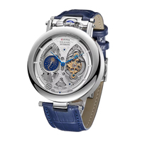 Montre mécanique squelette de luxe à fond transparent, tourbillon automatique, montre-bracelet pour homme, mode, à remontage automatique