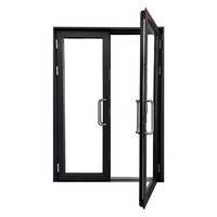 Portes d'entrée haute performance en aluminium, à charnières, simples ou doubles, 6060 T66, ouverture intérieure avec moustiquaire
