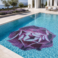 Mosaïque décorative en verre pour piscine, motif floral personnalisé pour spas, bains publics, centres de bien-être et projets de piscines, murale en mosaïque de verre pour piscine