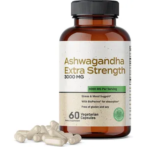 하이 퀄리티 개인 라벨 유기농 천연 ashwagandha 3000 mg 비건 채식 스트레스 해소 허브 ashwagandha 캡슐