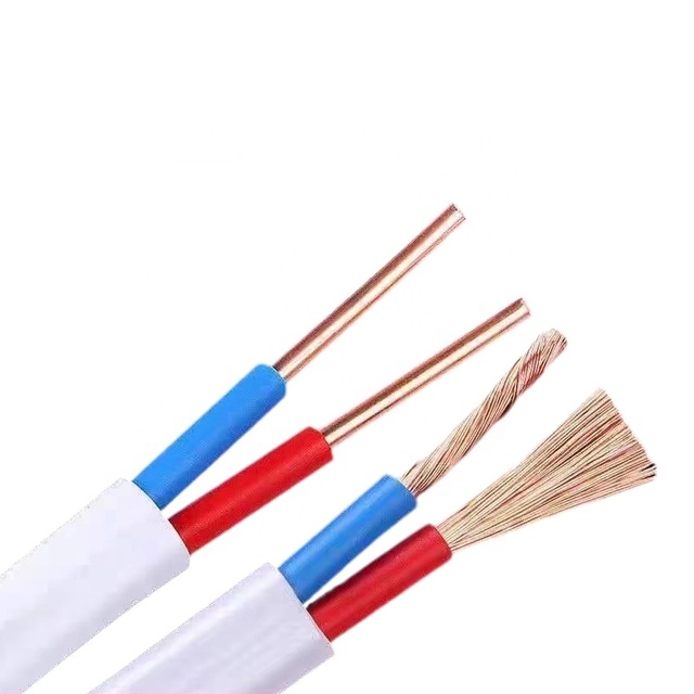 Factory Direct Sale 2 Core 18AWG 300/500V Insulated PVC Wire Flat Flexible Electrical Power Cable for Household Building