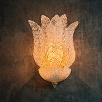 Applique murale en verre transparent à texture de feuille gaufrée, fabriquée à la main, pour entrée d'appartement, escalier, luminaire mural
