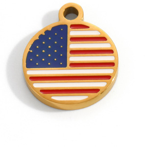 Breloques drapeau national en émail tendance pour femme, plaqué or 18 carats, en acier inoxydable étanche, pour bijoux DIY, cadeaux - Product Image 2