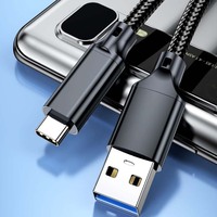 Câble USB-A en nylon tressé certifié MFi de 1,2 m pour modèles iPhone - Charge rapide USB 3.2 avec conducteur en cuivre pur