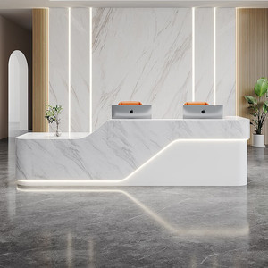 Moderna e Resistente Scrivania di Ricezione Aziendale Semicircolare, Bancone Angolare per Istituti di Formazione e Addestramento, Uso Commerciale - Product Image 2