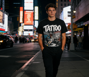 T-shirt personnalisé Kornit DTG, écologique, imprimé pour studio de <span class=keywords><strong>tatouage</strong></span>, fabrication OEM, t-shirt graphique pour <span class=keywords><strong>homme</strong></span>, 100% coton, design personnalisé - Product Image 3