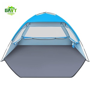 Tente de plage pliable ultralégère en fibre de verre DAVY AZP010, abri d'été pop-up pour l'extérieur, 3000+ mm, imperméable, deux chambres, livraison immédiate - Product Image 1