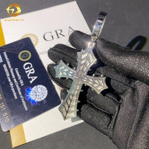 Pendentif en argent 925 serti de diamants de moissanite VVS, bijoux hip-hop de qualité supérieure, testé au diamant, pendentifs en forme de croix - Product Image 3