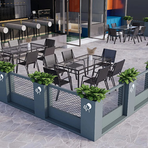 Combinación de macetero de metal personalizado para exteriores, de hierro forjado, con valla divisoria y <span class=keywords><strong>jardinera</strong></span> de acero inoxidable para plantas. - Product Image 1