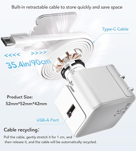 Cargador de Cable Retráctil para Cargar <span class=keywords><strong>2</strong></span>, Cable de Carga Retráctil de 35,4 Pulgadas, 35W, PD, Puerto de 1 a 1, <span class=keywords><strong>2</strong></span> - Product Image 2