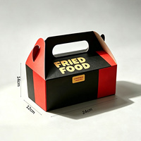 Emballage alimentaire en papier biodégradable personnalisé, boîte à poulet frit noir mat, emballage pour street food, boîte à burger, emballage français