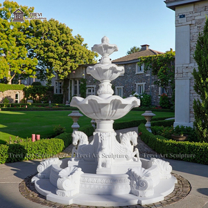 Grande fontaine à eau en marbre en forme de cheval, fontaine à eau Pégase à plusieurs niveaux pour extérieur, décoration de jardin et de cour, fabricant sur mesure en gros - Product Image 4