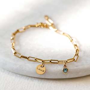 パーソナライズされた小さなチャームレター誕生石ネックレス18Kゴールドメッキステンレススチールペンダントネックレス女性用ハンドメイドジュエリー - Product Image 4