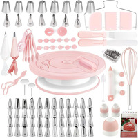 Exquisites LK Brand 137-teiliges umweltfreundliches DIY-Kuchendekorationsset mit Edelstahlformen, inklusive Drehteller-Set und russischen Formen