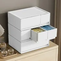 Tiroir de rangement de bureau empilable en gros, organisateur de papeterie modulaire direct usine, fournitures de bureau en plastique blanc pour la maison
