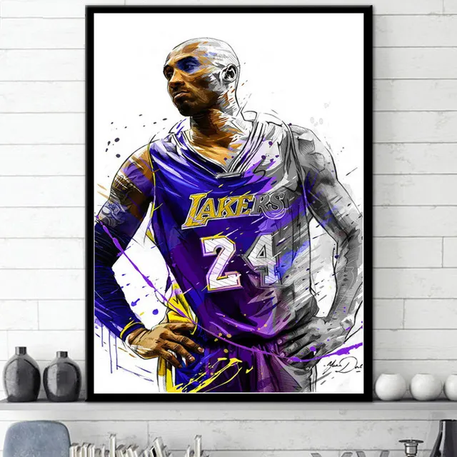 Gran jugador de baloncesto ídolo Kobe Bryant 24 cartel vida Simple moderna decoración de la habitación de pintura de la lona arte de la pared