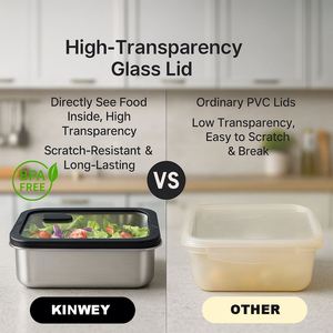 ชุดกล่องเก็บอาหารสแตนเลสแบบซ้อนได้ 304 ชิ้น พร้อมฝาปิดแก้วแบบมีวงแหวนกันอากาศรั่ว สำหรับเก็บอาหารเหลือในช่องแช่แข็ง - Product Image 5