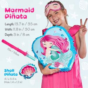 Kit de fête d'anniversaire sur le thème de la sirène, jeu de <span class=keywords><strong>pinata</strong></span>, décorations de <span class=keywords><strong>princesse</strong></span> des mers, idée pour les petites filles, enfants, <span class=keywords><strong>pinata</strong></span>, kit sur le thème de l'océan - Product Image 5