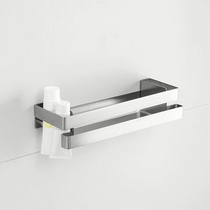Étagère de salle de bain murale auto-adhésive en acier inoxydable améliorée de 33 cm, sans perçage, pour raclette de fenêtre - Product Image 4