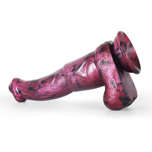 Nnsx N-5071 Fantasie Siliconen Dildo Nieuwe Binnenkomst Seksspeeltjes Realistisch Gevoel En Mysterieuze Kleurrijke Look In Gemengd Paars En Rood - Product Image 5
