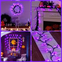 Guirlande lumineuse LED blanche chaude pour Halloween, 6,5 pieds, indice de protection IP44, décorations effrayantes pour mur, cheminée, fête, intensité réglable, DC36V