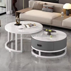 Mesa de Centro Moderna para Sala de Estar, de Piedra, Mármol, Personalizable, Fácil de Montar, Mueble Duradero para Sala de Estar - Product Image 3
