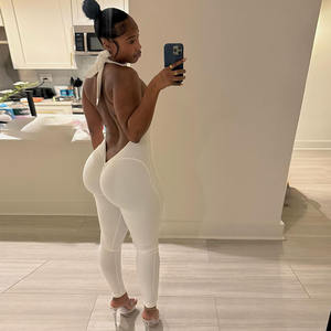 <span class=keywords><strong>Tuta</strong></span> Intera da <span class=keywords><strong>Donna</strong></span> Modellante, Sexy, con Fascia, Schiena Scoperta, Halter, Slim, per Yoga - Product Image 2