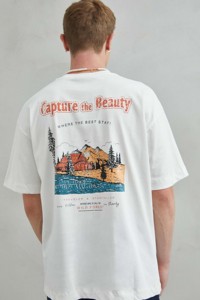 Unisex cattura la bellezza Oversize t-shirt 100% cotone con Design montano e paesaggistico per gli uomini - Product Image 3