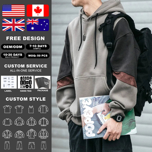 KingSen Custom OEM Drop Shoulder Color Block Hoodie Embroidered French Terry <b>Men's</b> Casual <b>Pullover</b> Sweatshirt - Product Image 1