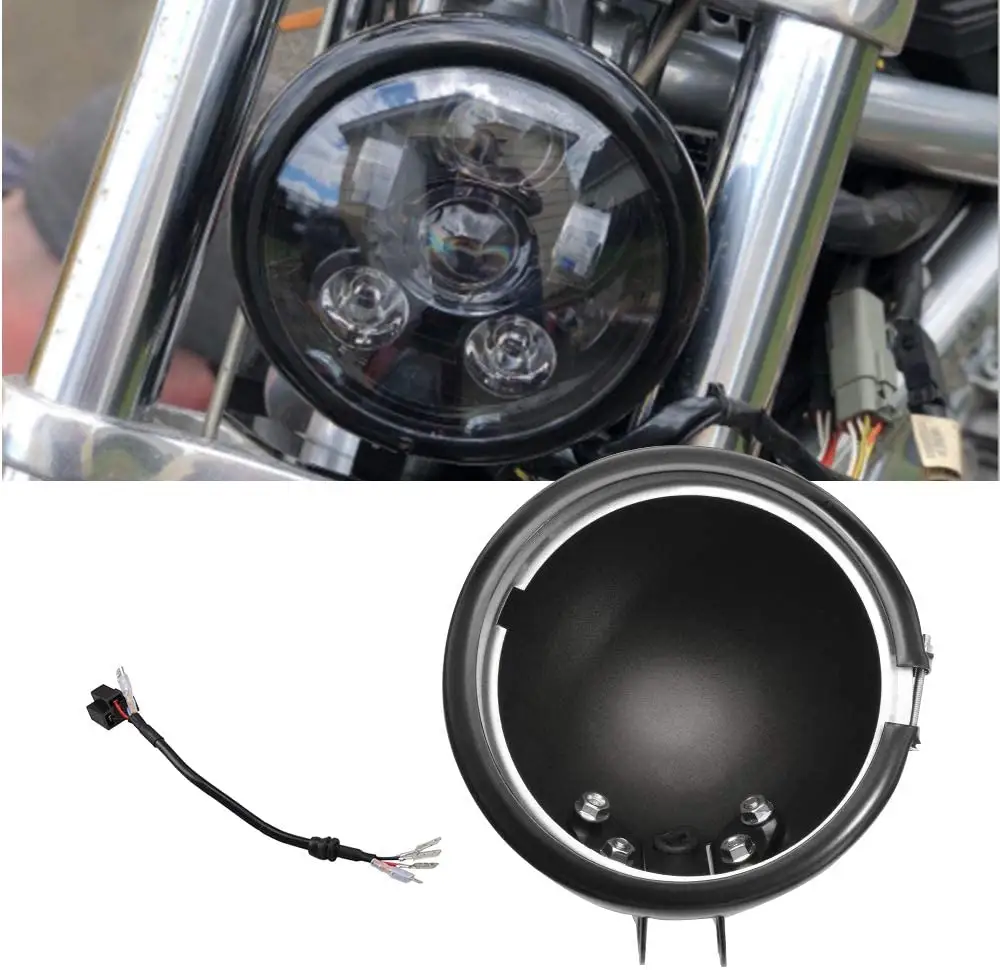 5.75 Inch LED Headlight Housing Black 5 3/4 Inch Motorcycle LED Headlight Mount Bracket for Harley Davidson