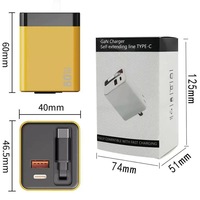 Adaptateur de charge rapide 80W GaN PD 3.0/QC3.0 US EU UK Double USB+Type-C Câble de données rétractable Type-C Chargeur de téléphone portable