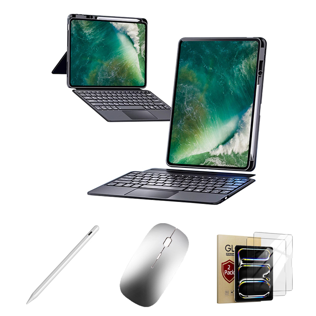 Magnetic Detachable Design Student Multifunctional Keyboard Protective Cover Tempered Glass Protection Wireless BT 5.3 Mouse