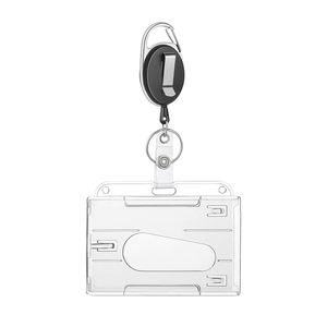 Porte-badge rigide vertical et horizontal X527 en plastique PS, 2 emplacements pour cartes, transparent cristallin - Product Image 4