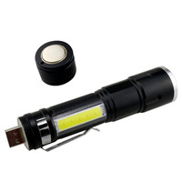Lampe torche LED tactique puissante, rechargeable par USB, lampe torche LED T6, clip de poche, lampe torche COB avec aimant, 4 modes, lumière zoomable